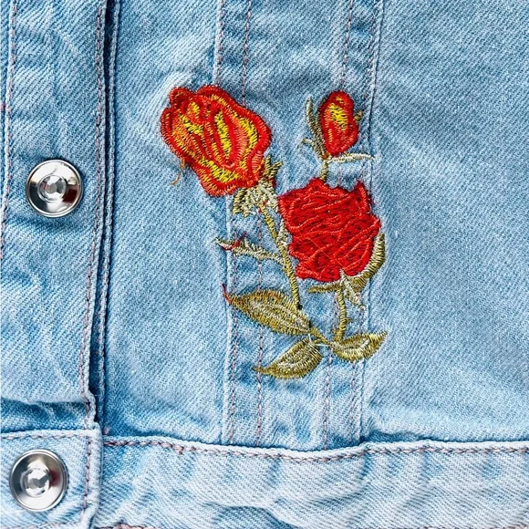 Jeans Jacket Toddler 4T Floral Embroidery - Picture 6 of 9